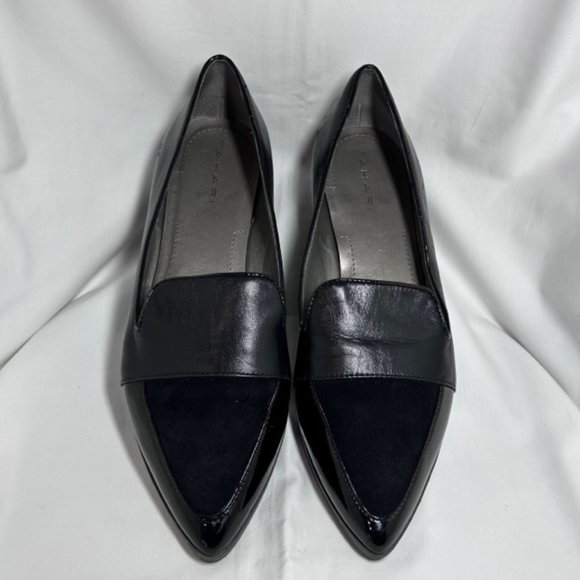 Tahari Shoes - Tahari Flight Black Leather, Suede &  Patent Leather combo Pointed Toe Loafer